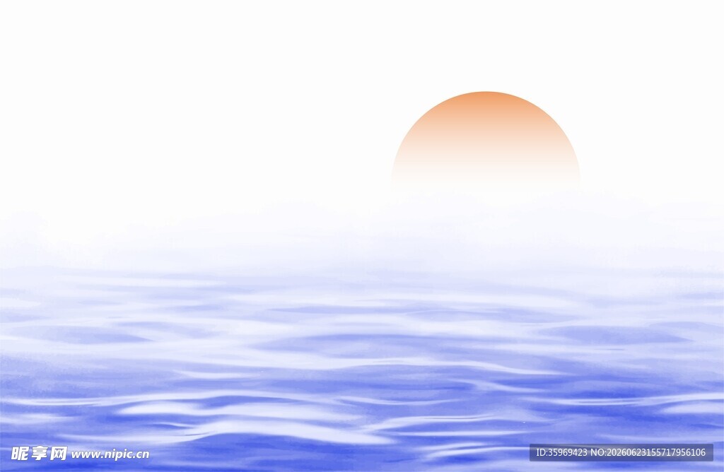 海上日出插画