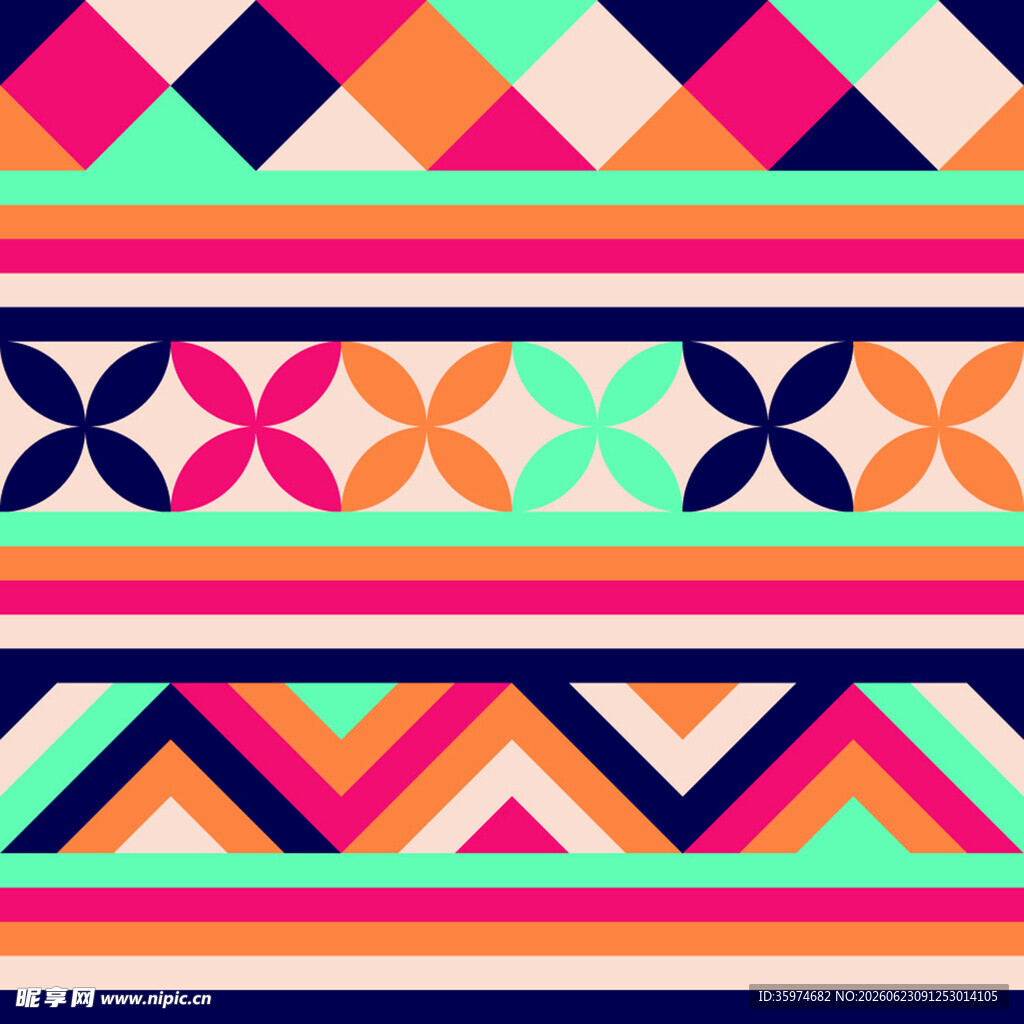 多彩几何民族风图案
