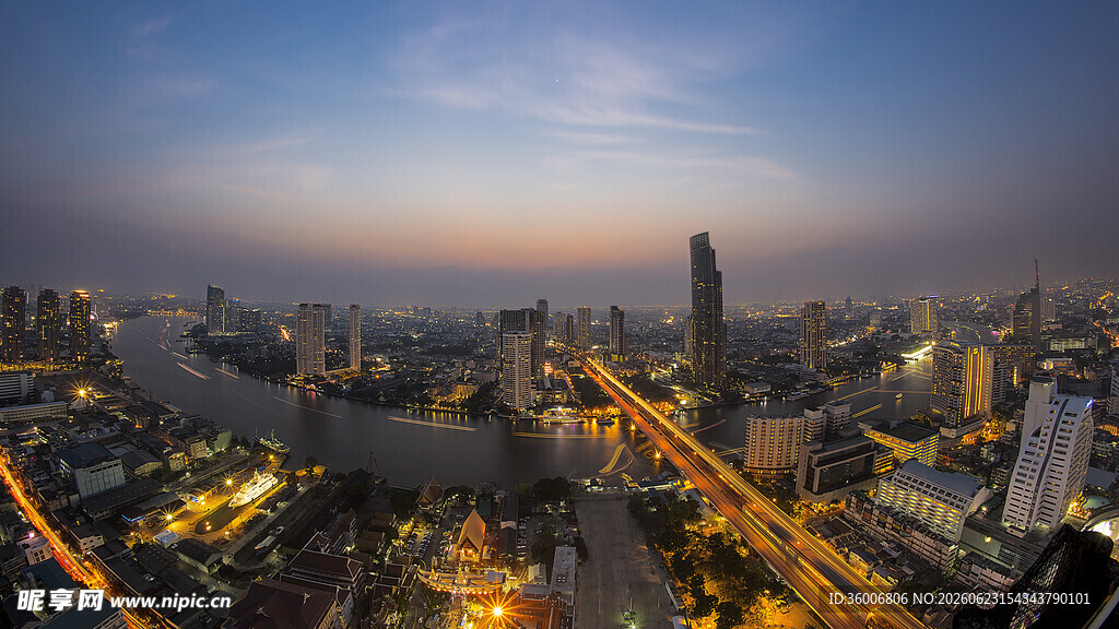 曼谷城市夜景璀璨风光