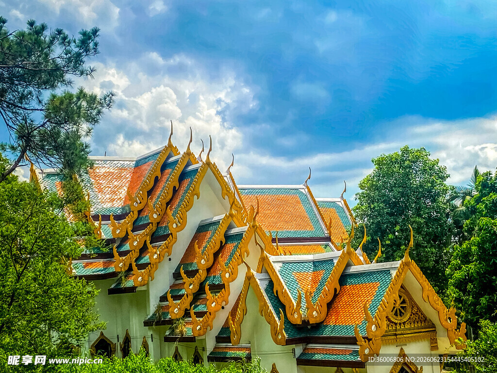 泰国特色屋顶建筑景观