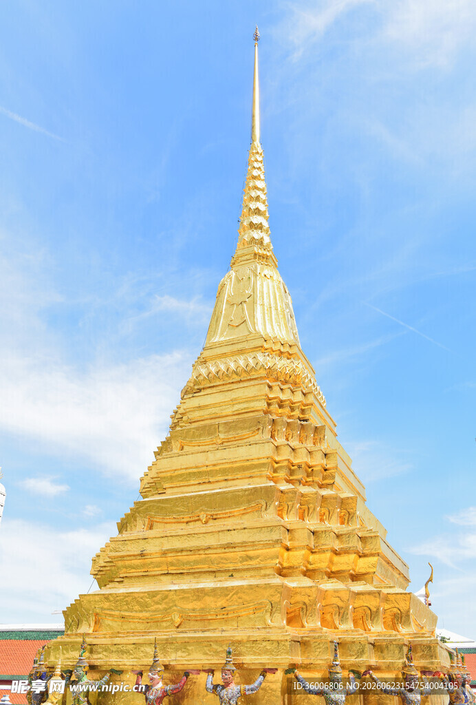 泰国宏伟金塔寺庙景观