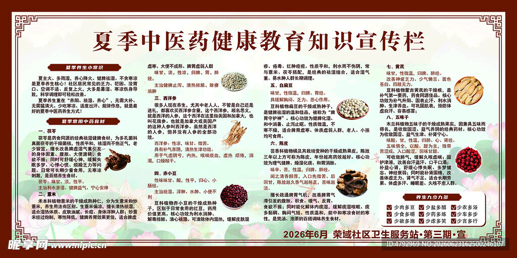夏季中医药知识宣传栏