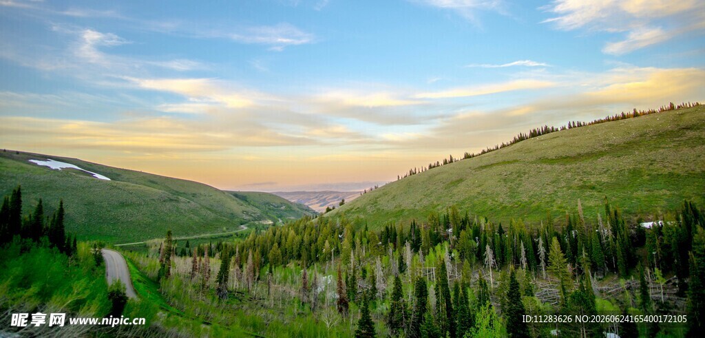 山间美景绿意盎然的山谷