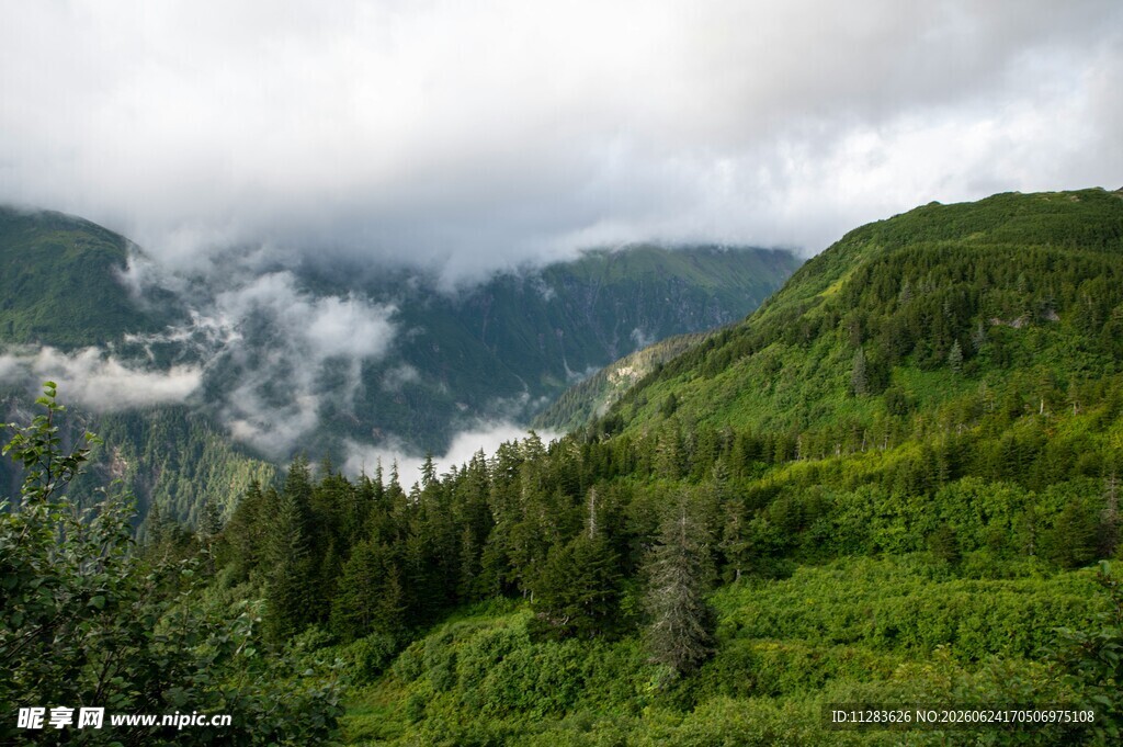 青山云雾间的自然美景