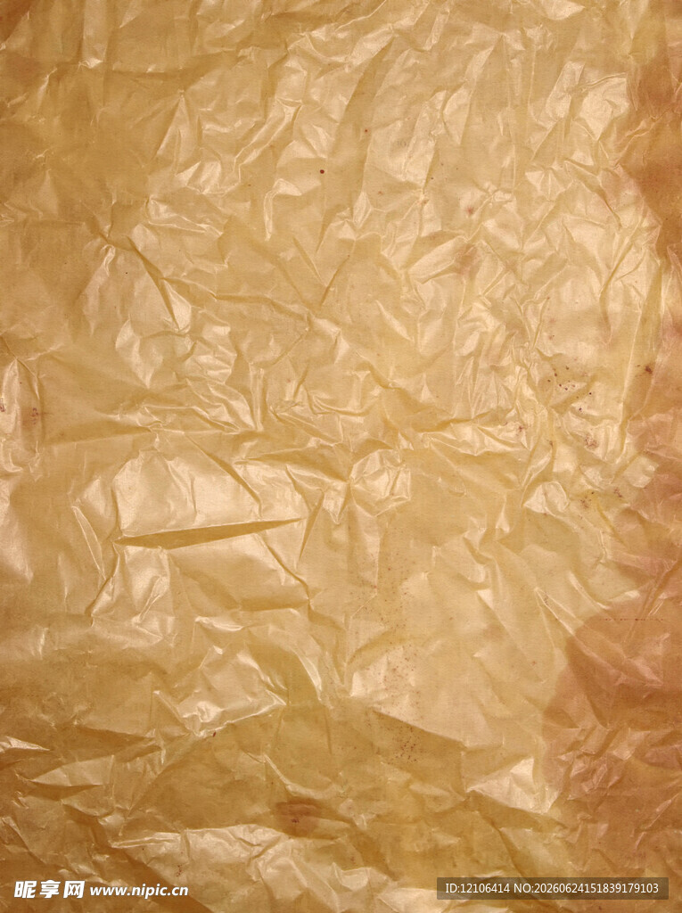 皱巴巴的金色纸张纹理