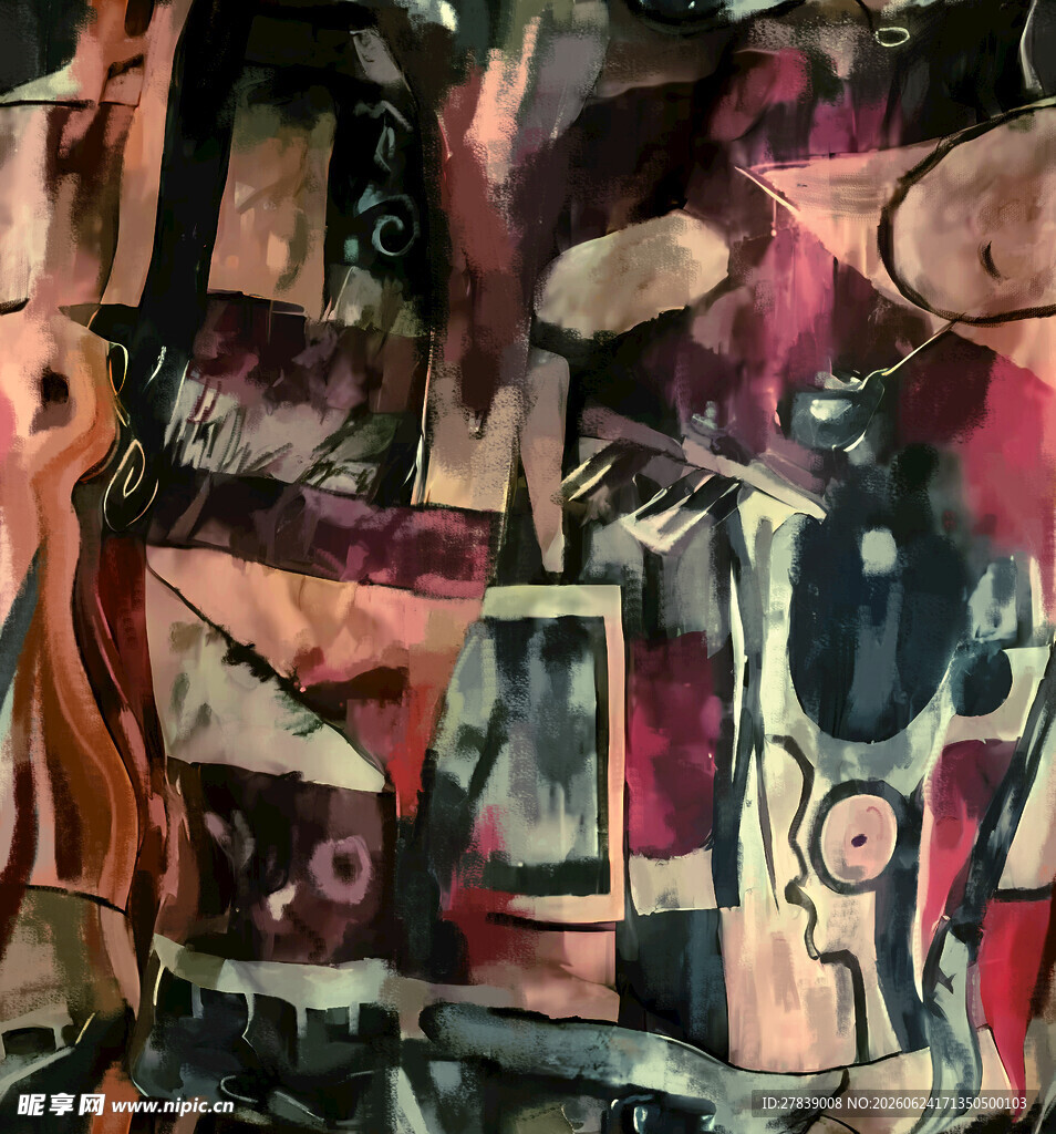 抽象创意拼贴艺术画作