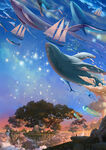 梦幻星空下的奇幻鲸鱼景象