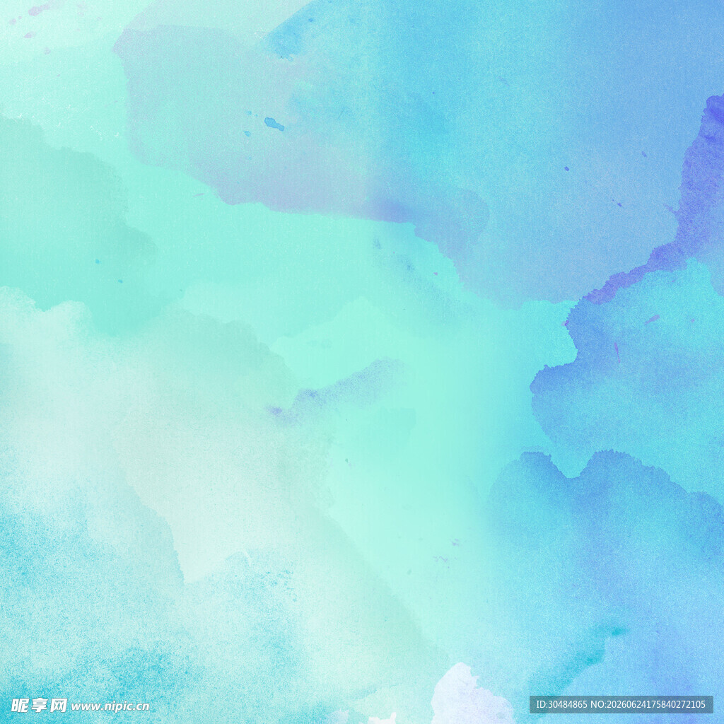 清新蓝绿渐变水彩背景