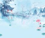 中国山水风景装饰古风画