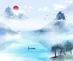 中国山水风景装饰古风画