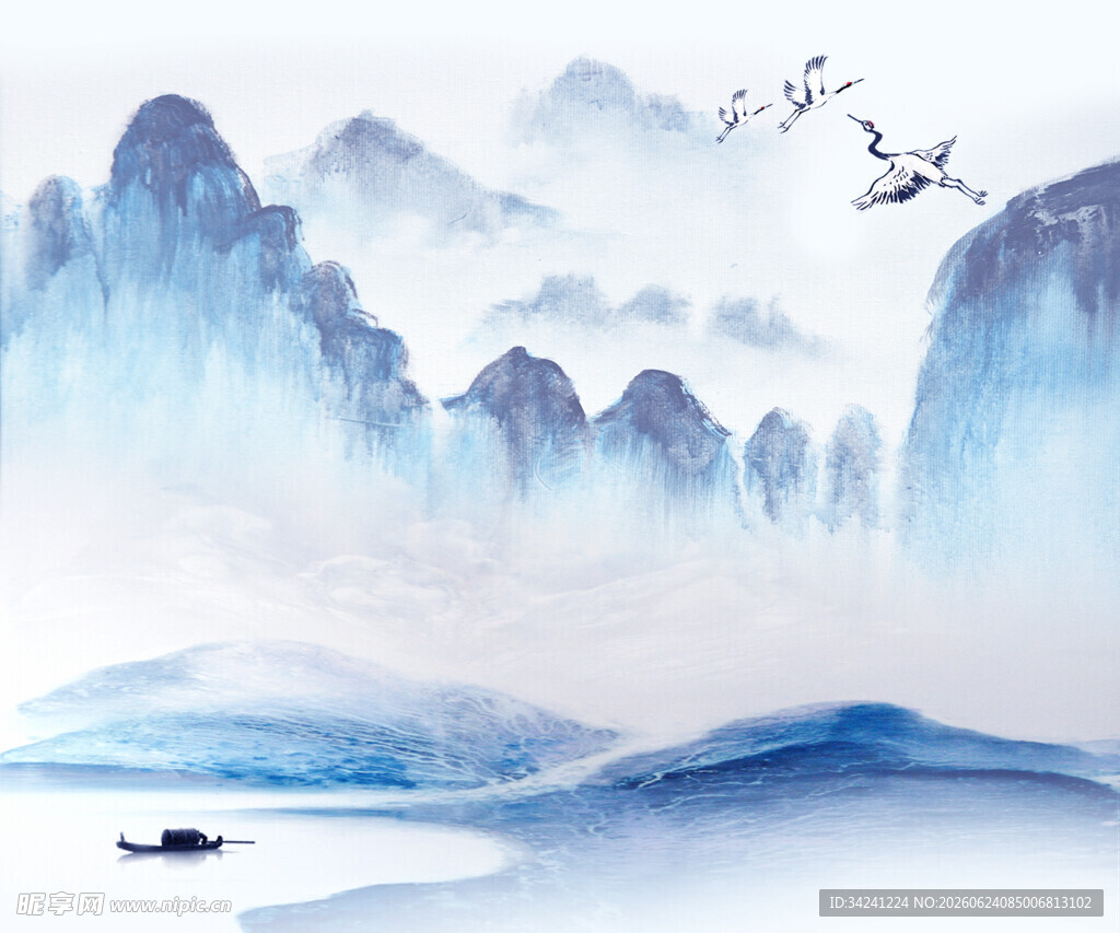中国山水风景装饰古风画