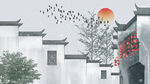 徽派建筑落日美景