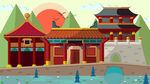 中式古建筑风景图