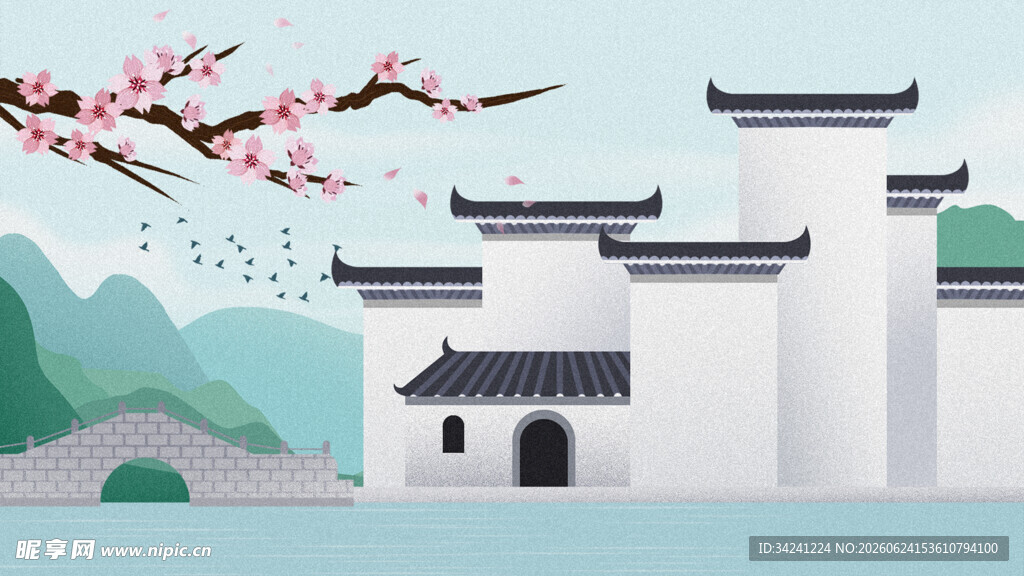 江南水乡古建筑风景图