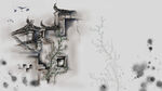 水墨风古建筑风景图