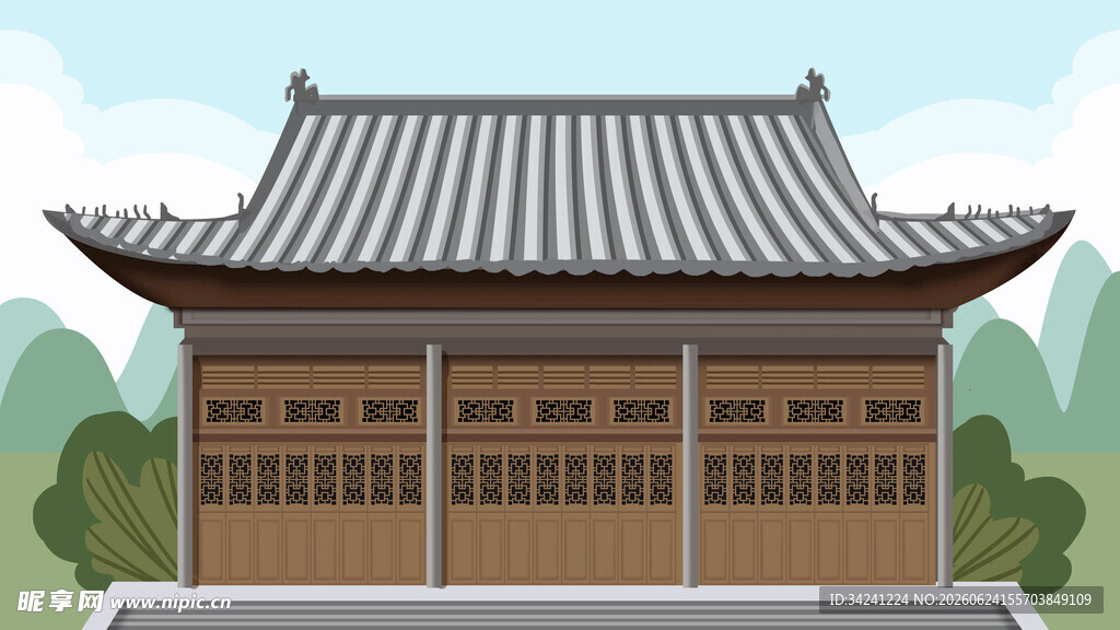 中式传统古建筑外观