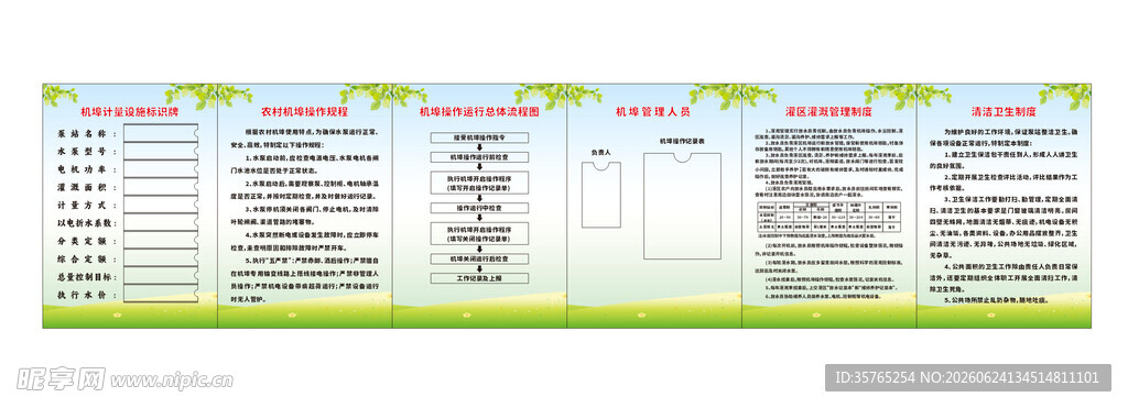 农村机埠管理人员制度海报文化墙