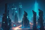 未来都市夜景天际线