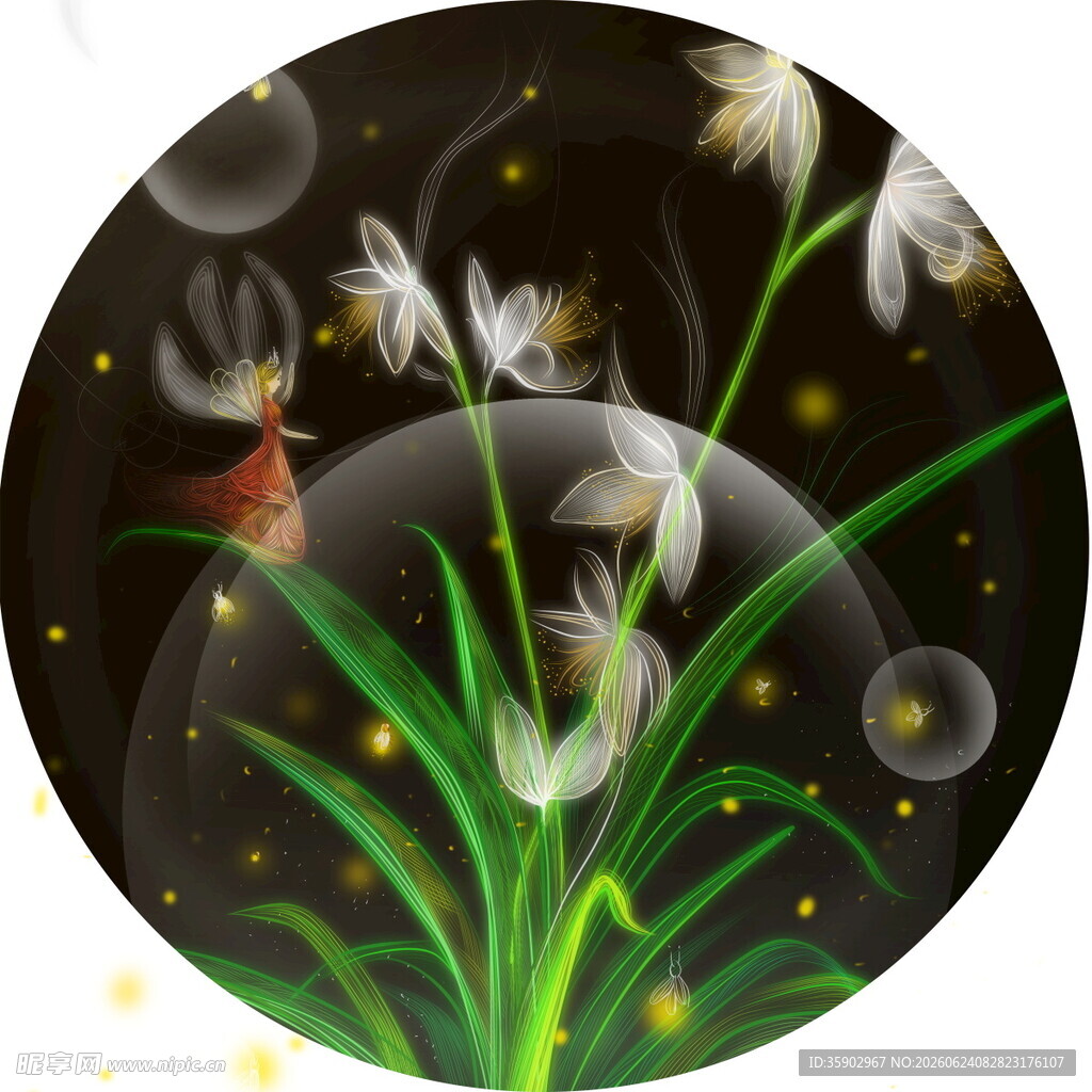 梦幻水仙与灵动金鱼画面