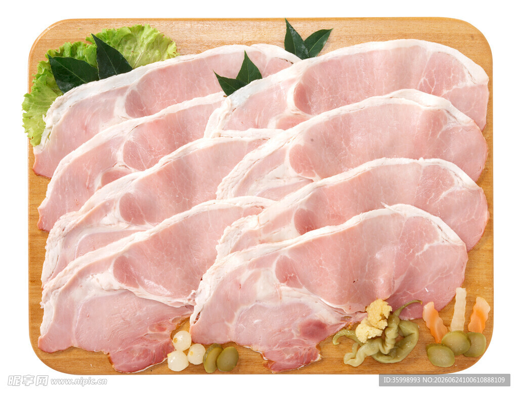 新鲜猪肉切片展示