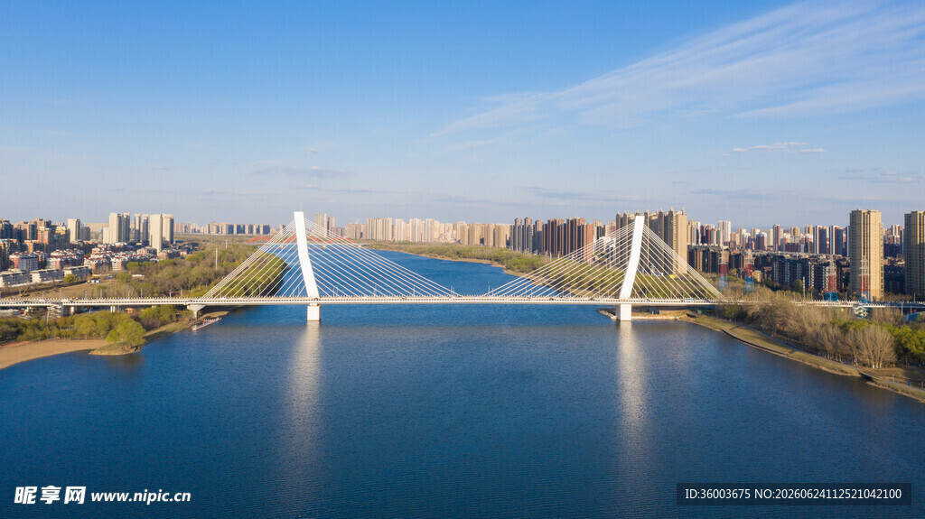城市跨河大桥壮丽景观