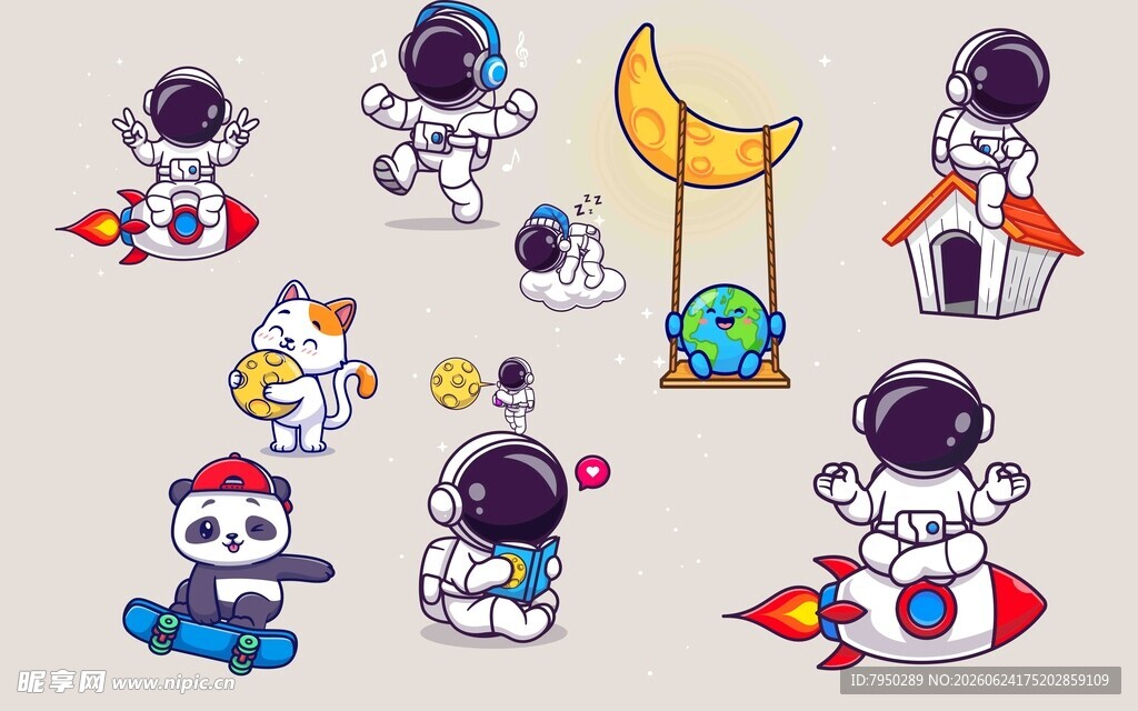 可爱太空主题卡通形象