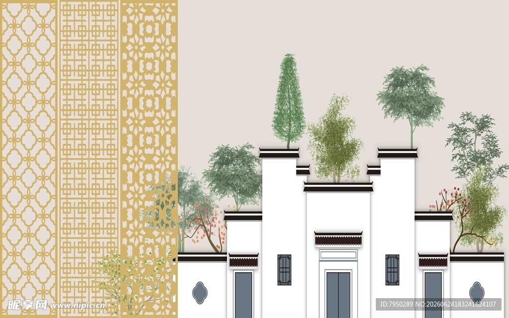 现代风格建筑与绿植景观