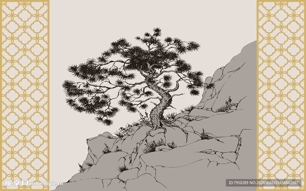 悬崖劲松图