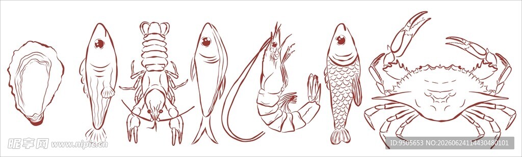 手绘海洋生物线条