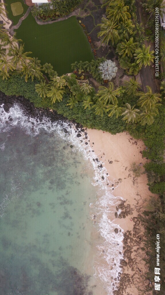 美丽海滨沙滩俯瞰景象