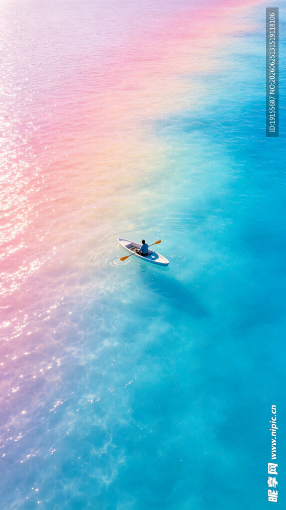 海上冲浪者与梦幻彩虹