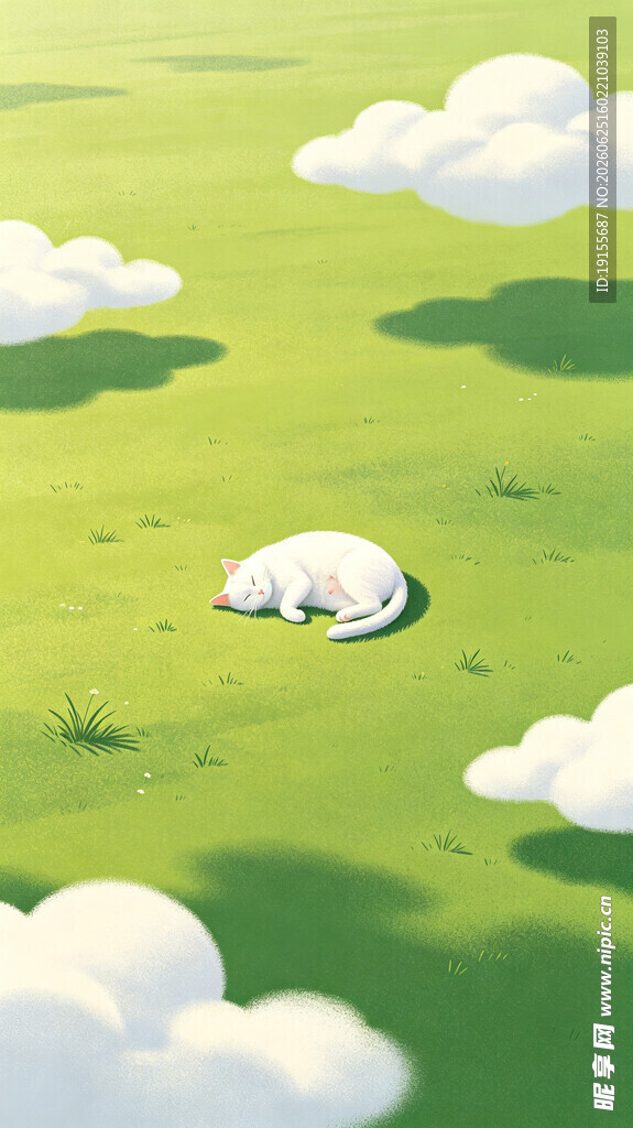 草原上安睡的可爱猫咪