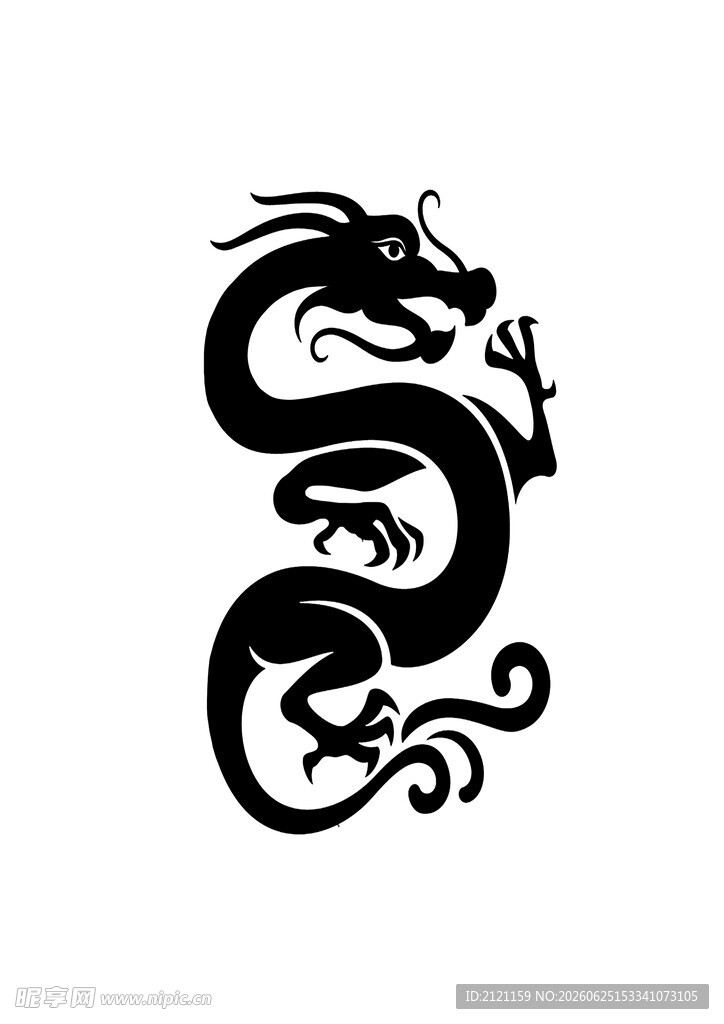 龙形字母S图案设计