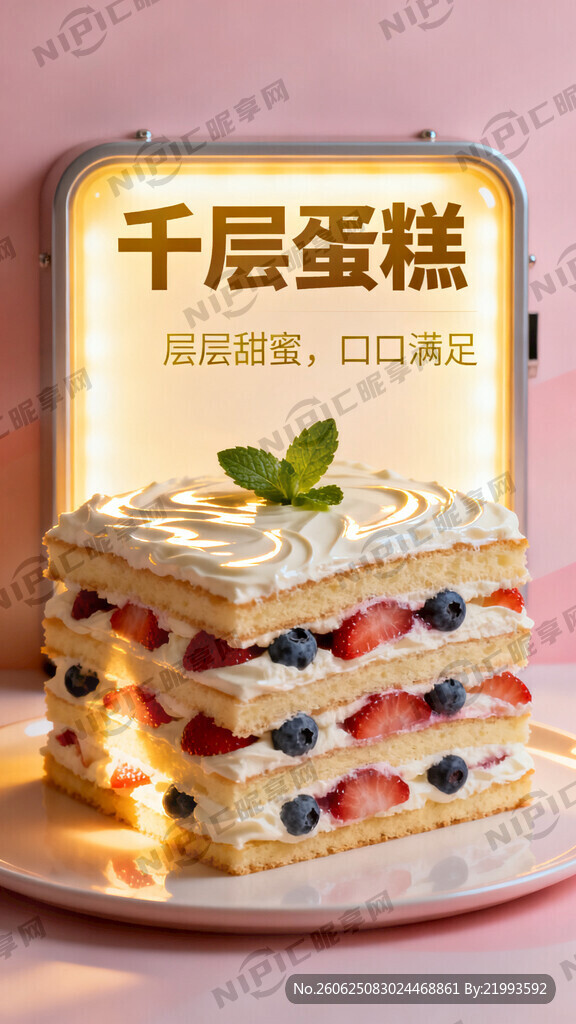 千层蛋糕灯箱海报
