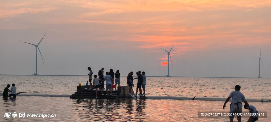 天津海边日出