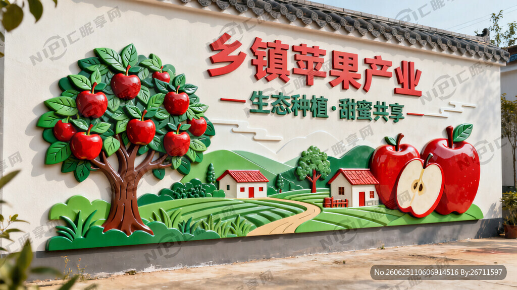 乡镇苹果产业形象墙 pvc雕刻