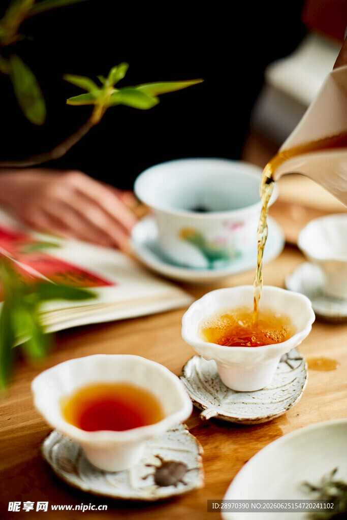 中式茶艺优雅的泡茶瞬间