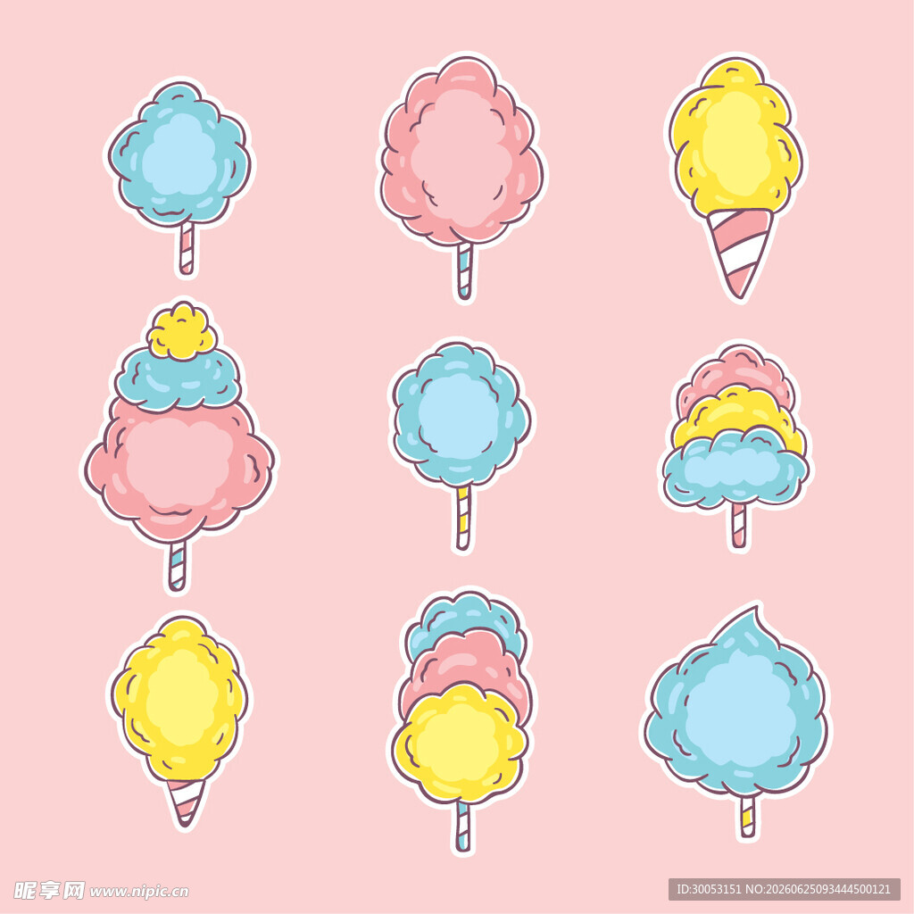 多彩棉花糖插画图案