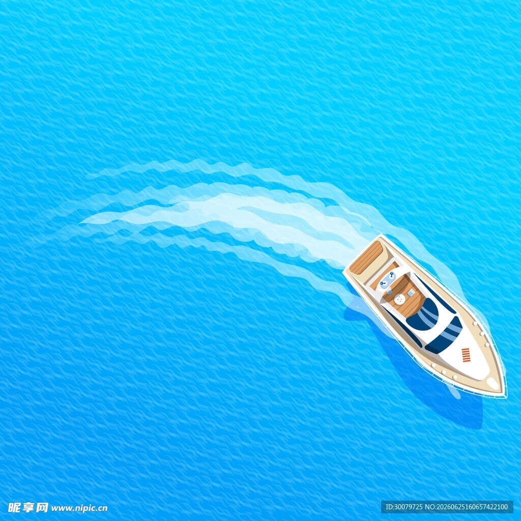 游艇海景插画