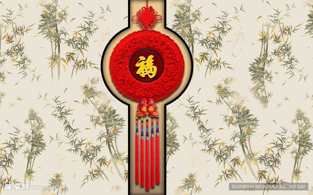 红色福字灯笼中式背景图