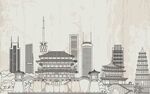 城市古今建筑天际线景观