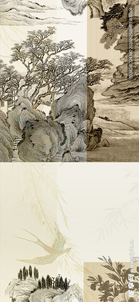 古代山水画卷景