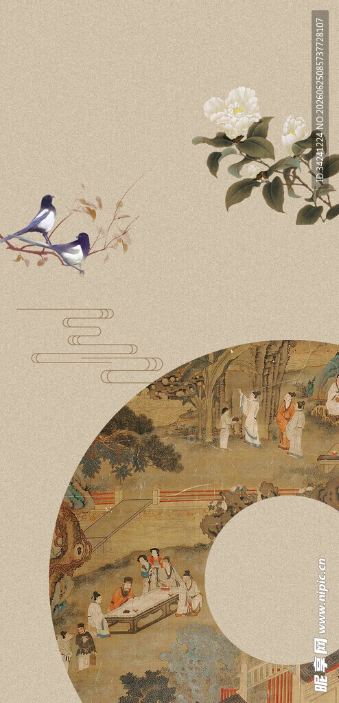 中式古韵插画典雅艺术风