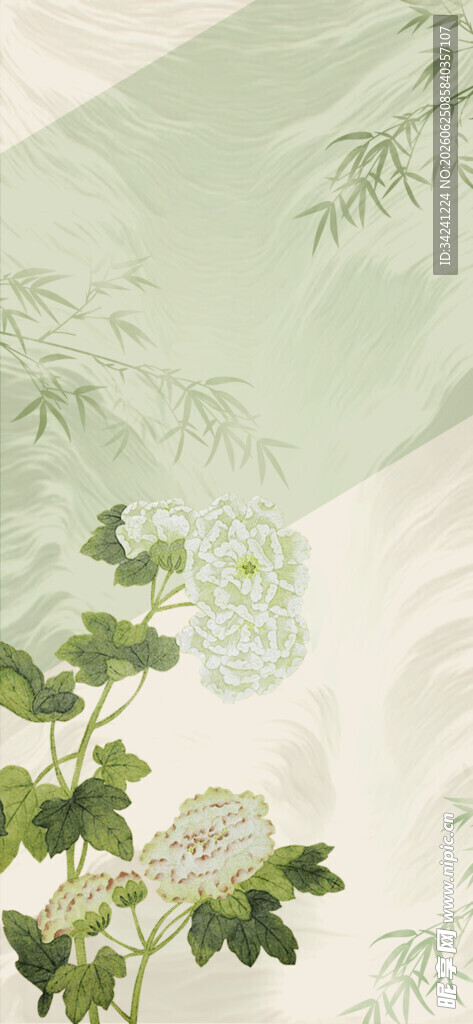 中式淡雅花卉背景图
