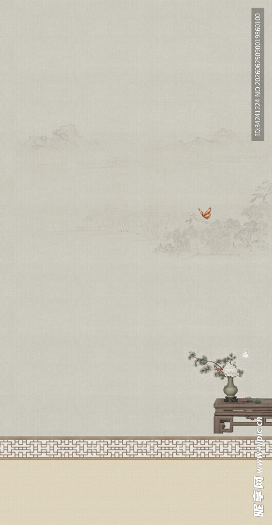 水墨孤舟落日图