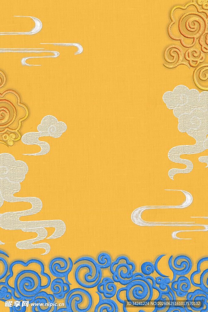 中式云纹海浪图案背景