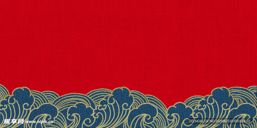 红色底纹海浪图案背景