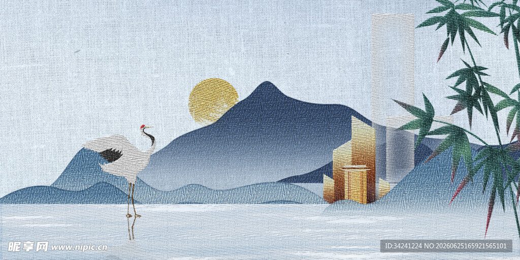 中式山水意境风景图