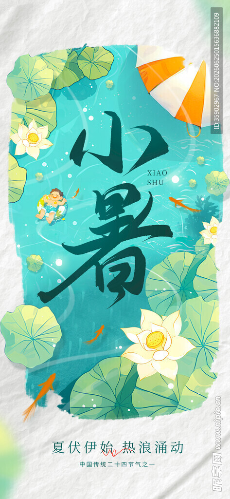 小暑节气插画海报