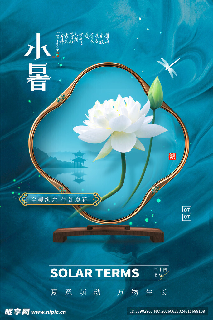 小暑节气荷花主题海报